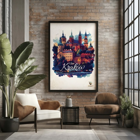 Plakat artystyczny – „Kraków, między tonami” – abstrakcyjna wizja miasta w łagodnych barwach