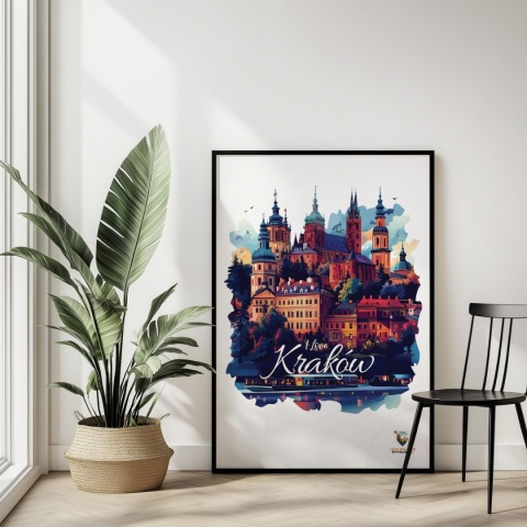 Plakat artystyczny – „Kraków, między tonami” – abstrakcyjna wizja miasta w łagodnych barwach