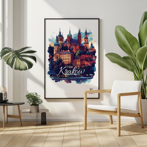 Plakat artystyczny – „Kraków, między tonami” – abstrakcyjna wizja miasta w łagodnych barwach