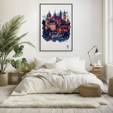 Plakat artystyczny – „Kraków, między tonami” – abstrakcyjna wizja miasta w łagodnych barwach