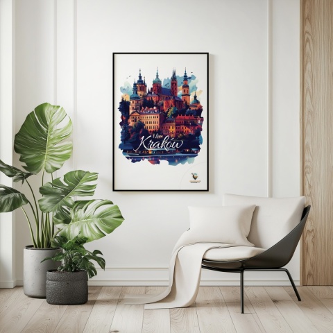 Plakat artystyczny – „Kraków, między tonami” – abstrakcyjna wizja miasta w łagodnych barwach