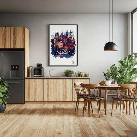 Plakat artystyczny – „Kraków, między tonami” – abstrakcyjna wizja miasta w łagodnych barwach