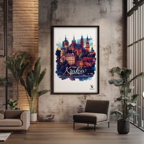 Plakat artystyczny – „Kraków, między tonami” – abstrakcyjna wizja miasta w łagodnych barwach