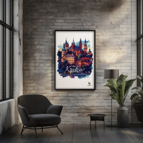 Plakat artystyczny – „Kraków, między tonami” – abstrakcyjna wizja miasta w łagodnych barwach