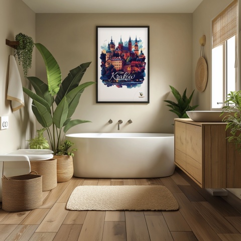 Plakat artystyczny – „Kraków, między tonami” – abstrakcyjna wizja miasta w łagodnych barwach