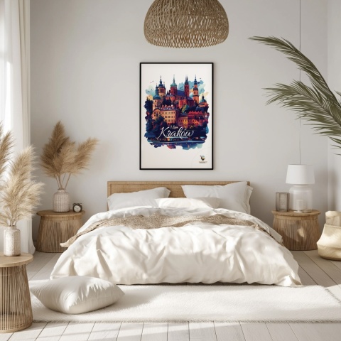 Plakat artystyczny – „Kraków, między tonami” – abstrakcyjna wizja miasta w łagodnych barwach