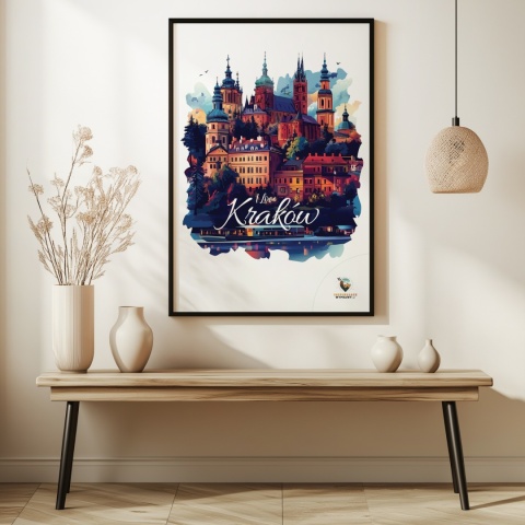 Plakat artystyczny – „Kraków, między tonami” – abstrakcyjna wizja miasta w łagodnych barwach
