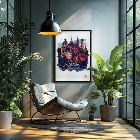 Plakat artystyczny – „Kraków, między tonami” – abstrakcyjna wizja miasta w łagodnych barwach