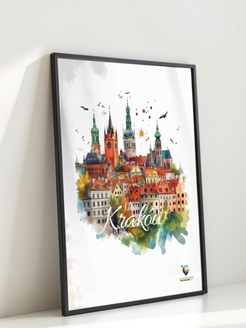 Plakat architektoniczny Format A2 – „Kraków, zamyślenie w kamieniu” – statyczna, rzeźbiarska kompozycja miejska