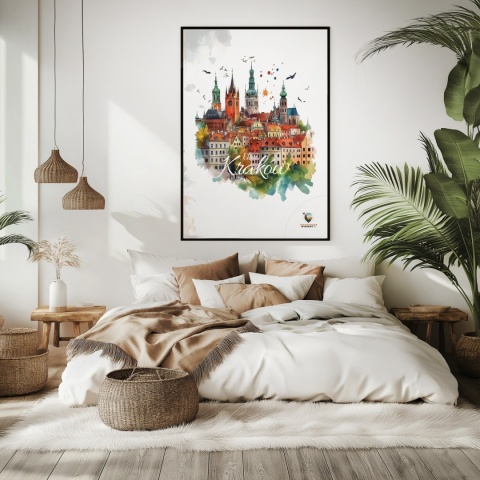 Plakat architektoniczny Format A2 – „Kraków, zamyślenie w kamieniu” – statyczna, rzeźbiarska kompozycja miejska