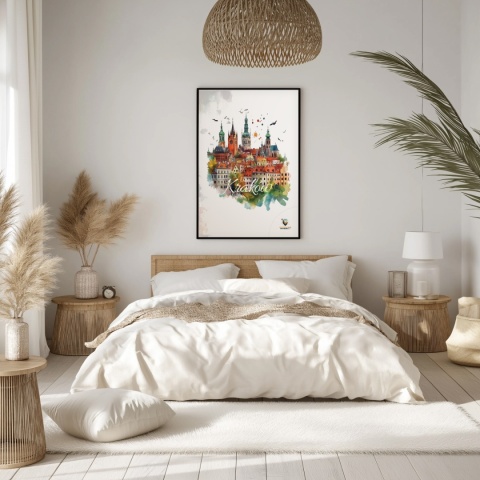 Plakat architektoniczny Format A2 – „Kraków, zamyślenie w kamieniu” – statyczna, rzeźbiarska kompozycja miejska