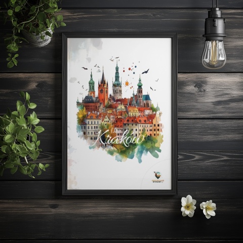 Plakat architektoniczny Format A2 – „Kraków, zamyślenie w kamieniu” – statyczna, rzeźbiarska kompozycja miejska