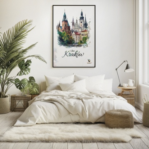 Plakat architektoniczny – „Kraków, tkanka światła” – strukturalna interpretacja miasta w jasnej tonacji