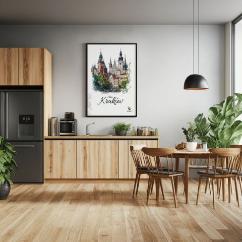 Plakat architektoniczny – „Kraków, tkanka światła” – strukturalna interpretacja miasta w jasnej tonacji