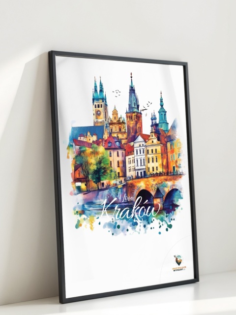 Plakat artystyczny – „Kraków, między tonami” – abstrakcyjna wizja miasta w łagodnych barwach