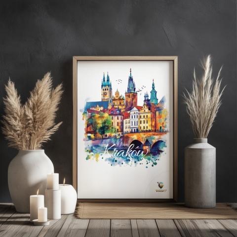 Plakat artystyczny – „Kraków, między tonami” – abstrakcyjna wizja miasta w łagodnych barwach