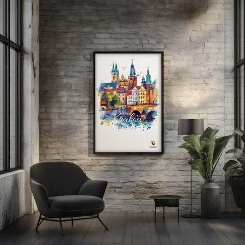 Plakat artystyczny – „Kraków, między tonami” – abstrakcyjna wizja miasta w łagodnych barwach