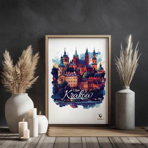 Plakat artystyczny – „Kraków, między tonami” – abstrakcyjna wizja miasta w łagodnych barwach