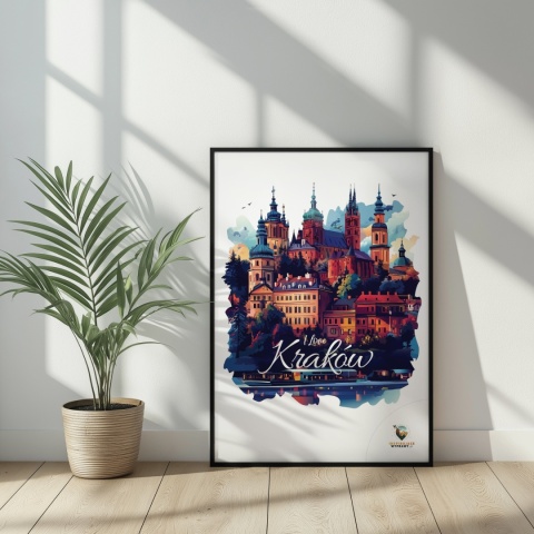 Plakat artystyczny – „Kraków, między tonami” – abstrakcyjna wizja miasta w łagodnych barwach