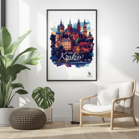 Plakat artystyczny – „Kraków, między tonami” – abstrakcyjna wizja miasta w łagodnych barwach