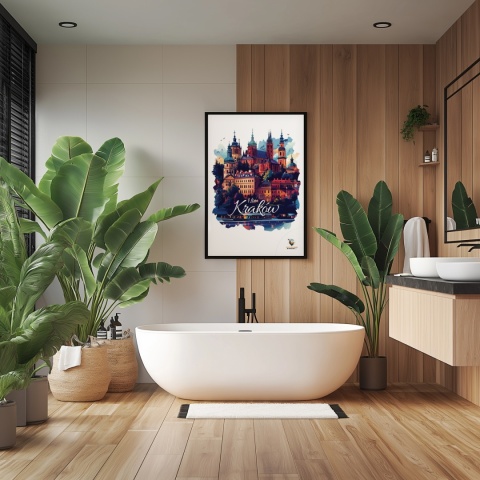 Plakat artystyczny – „Kraków, między tonami” – abstrakcyjna wizja miasta w łagodnych barwach