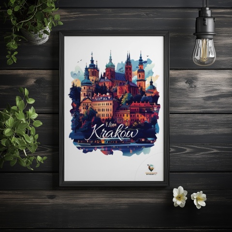 Plakat artystyczny – „Kraków, między tonami” – abstrakcyjna wizja miasta w łagodnych barwach