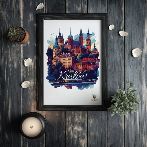 Plakat artystyczny – „Kraków, między tonami” – abstrakcyjna wizja miasta w łagodnych barwach