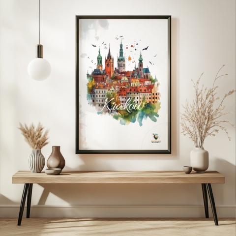 Plakat architektoniczny Format A3 – „Kraków, zamyślenie w kamieniu” – statyczna, rzeźbiarska kompozycja miejska