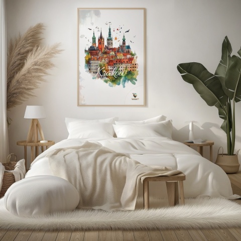 Plakat architektoniczny Format A3 – „Kraków, zamyślenie w kamieniu” – statyczna, rzeźbiarska kompozycja miejska