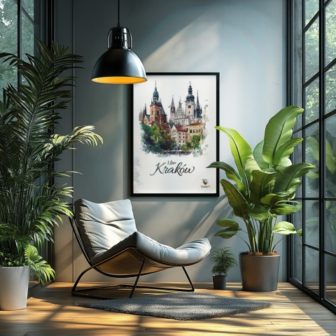 Plakat architektoniczny – „Kraków, tkanka światła” – strukturalna interpretacja miasta w jasnej tonacji