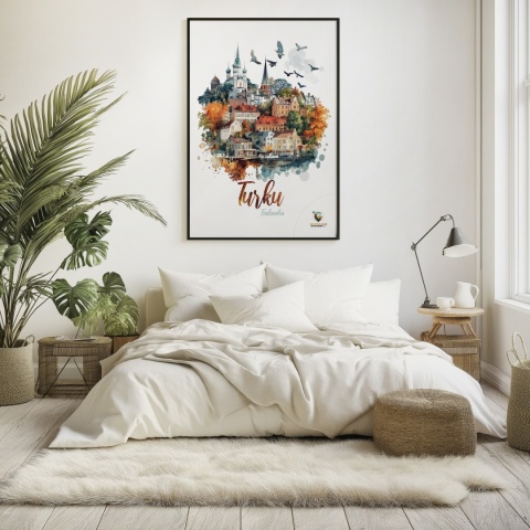 Plakat „Turku, cisza północy” – jesienna interpretacja miasta z lotu ptaka