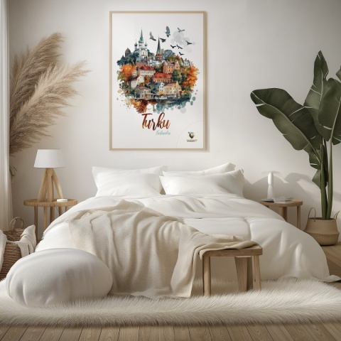 Plakat „Turku, cisza północy” – jesienna interpretacja miasta z lotu ptaka