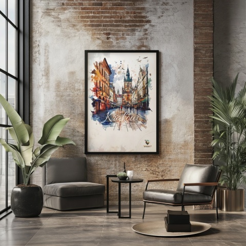 Plakat artystyczny – „Kraków, echo przestrzeni” – symboliczna, minimalistyczna kompozycja inspirowana ciszą miasta
