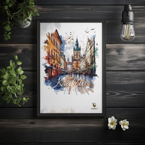 Plakat artystyczny – „Kraków, echo przestrzeni” – symboliczna, minimalistyczna kompozycja inspirowana ciszą miasta