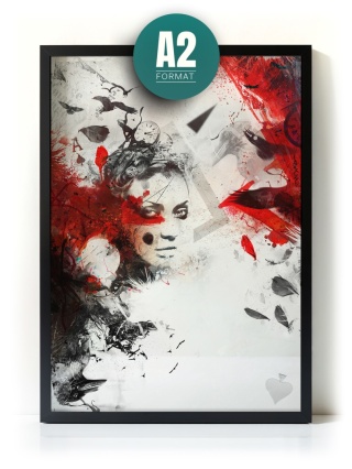 Plakat abstrakcyjny A2-0002 - „Czerwony Kruk – Rytuał Przemiany”