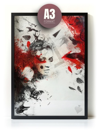 Plakat abstrakcyjny A3-0002 - „Czerwony Kruk – Rytuał Przemiany”