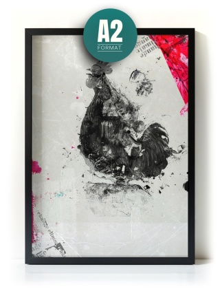 Plakat abstrakcyjny Format A2 - 0005 - „Abstrakcyjny Kogut – Echa Natury w Minimalizmie”
