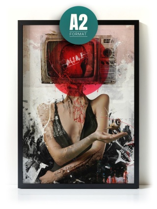 Plakat abstrakcyjny Format A2 - 0007 - „Kompozycja Kobiety – Taniec Linii i Faktur”