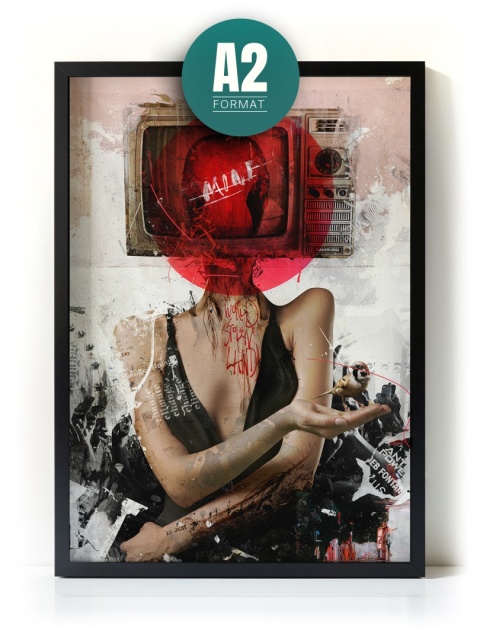 Plakat abstrakcyjny Format A2 - 0007 - „Kompozycja Kobiety – Taniec Linii i Faktur”