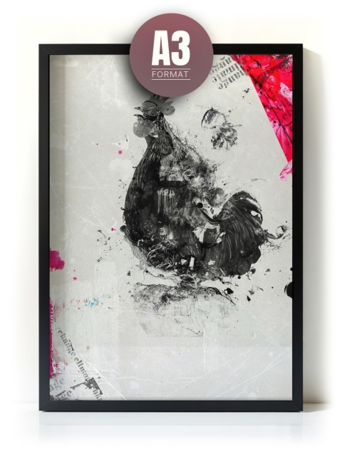 Plakat abstrakcyjny Format A3 - 0005 - „Abstrakcyjny Kogut – Echa Natury w Minimalizmie”
