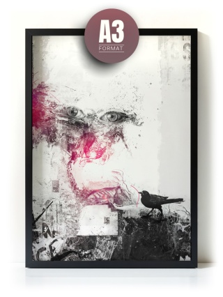 Plakat abstrakcyjny Format A3 - 0006 - „Oczy Intuicji – Cień Kruka”