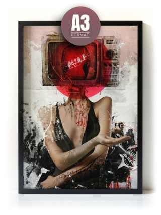Plakat abstrakcyjny Format A3 - 0007 - „Kompozycja Kobiety – Taniec Linii i Faktur”