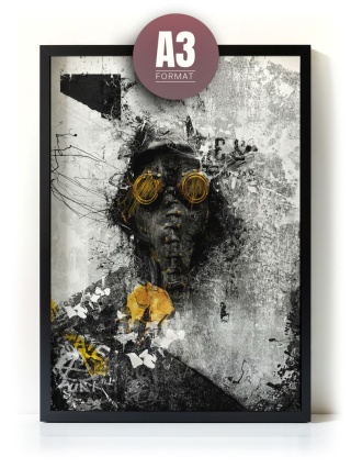 Plakat abstrakcyjny Format A3 - 0009 - „Zamaskowana Cisza – Wizja Apokalipsy”