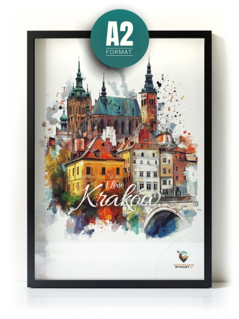 Plakat artystyczny – „Kraków, milczące rytmy” – nastrojowa kompozycja w odcieniach błękitu