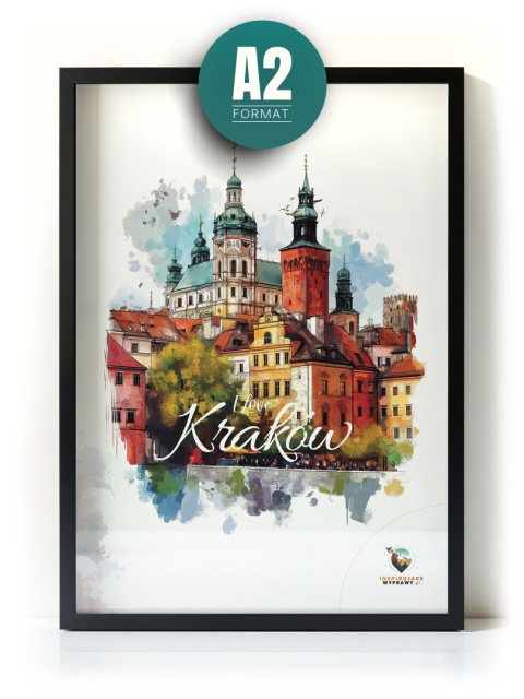 Plakat architektoniczny – „Kraków, puls ukryty w murach” – nastrojowa panorama o miękkich liniach