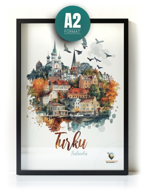 Plakat „Turku, cisza północy” – jesienna interpretacja miasta z lotu ptaka