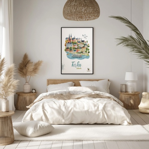 Plakat architektoniczny „Turku, odbicie przestrzeni” – fińskie miasto lustrzanie odbite na wodzie