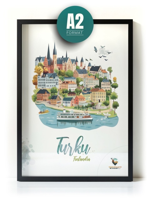 Plakat architektoniczny „Turku, odbicie przestrzeni” – fińskie miasto lustrzanie odbite na wodzie