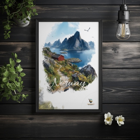 Plakat architektoniczny Format A3 – 0043 – „Lofoty, spokój wśród szczytów”