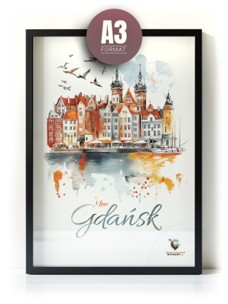 Plakat architektoniczny Format A3 – 0015 – „Plakat Gdańsk – I Love Gdańsk”